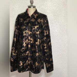 Albertini Black and Gold Patterned dress Shirt XL